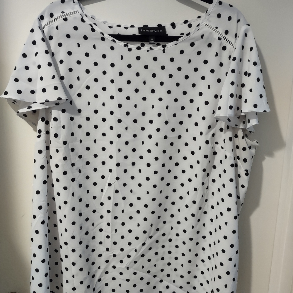 Lane Bryant Flutter sleeve polka dot blouse